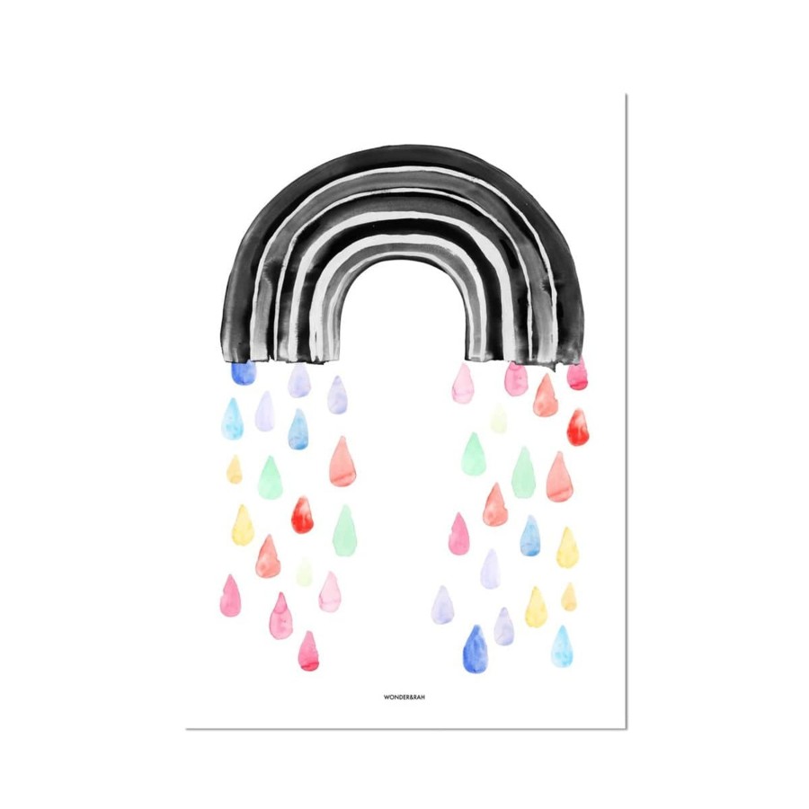 Nursery & Interior Wonder & Rah Art & Prints | Rainbow Rain Children'S Print - A3