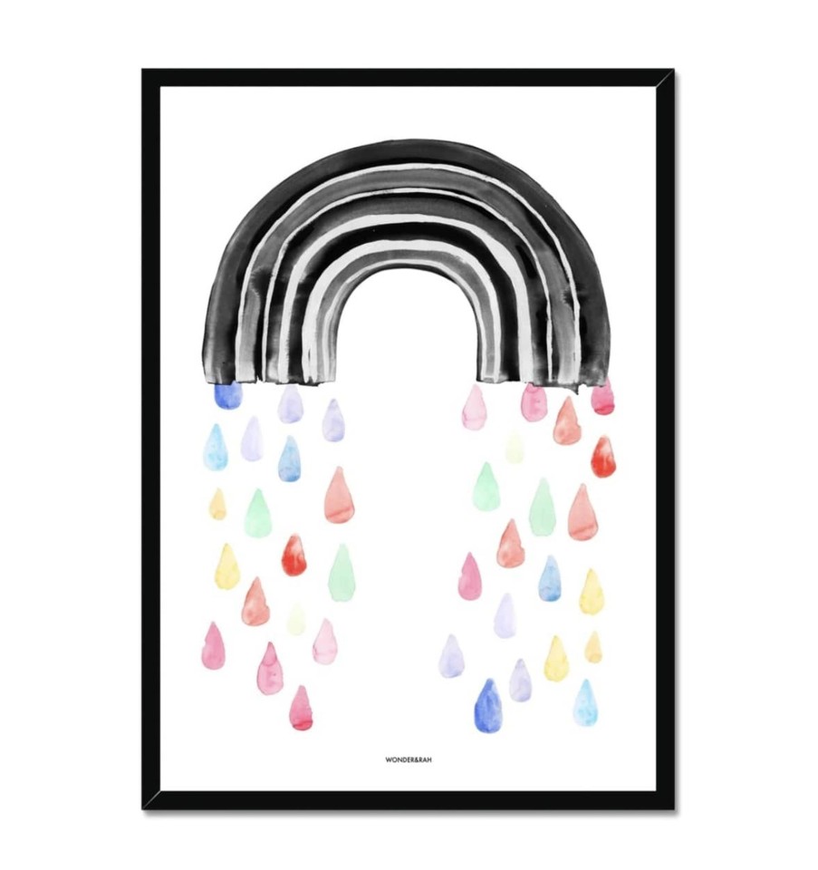 Nursery & Interior Wonder & Rah Art & Prints | Rainbow Rain Children'S Print - A3