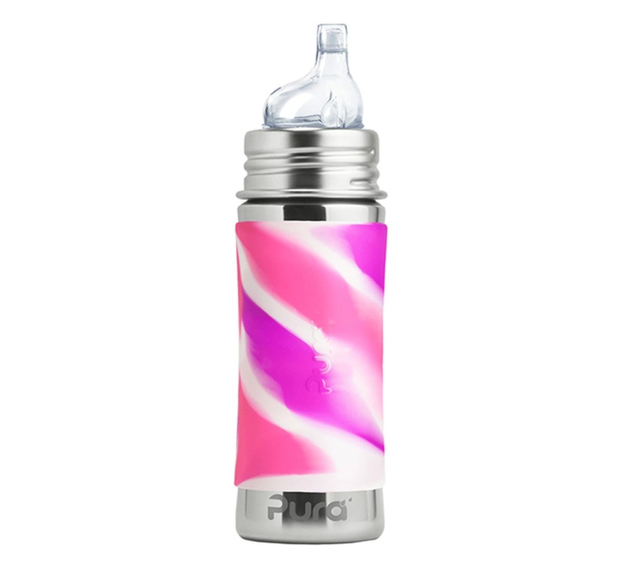 Mealtimes & Care Pura Kiki Water Bottles | Pura Kiki Stainless Steel Sippy Cup Pink Swirl