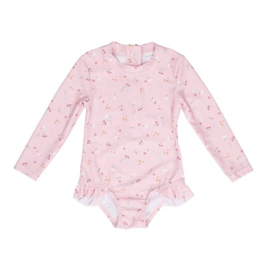 Clothing & Accessories Little Dutch Swimwear | Bathsuit Long Sleeves Ruffles Little Pink Flowers