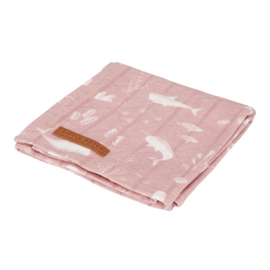 Nursery & Interior Little Dutch Muslins & Swaddles | Swaddle 120 X 120 Ocean Pink