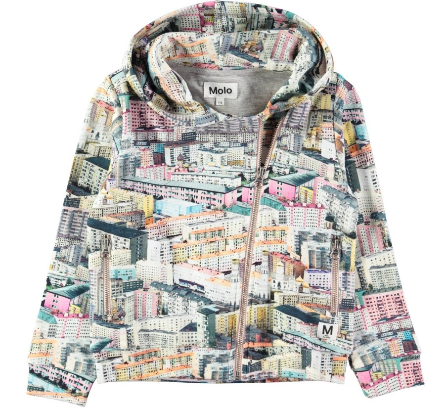 Clothing & Accessories Molo Girl 2-12 Years | Mai Pastel City Hoodie/Jacket