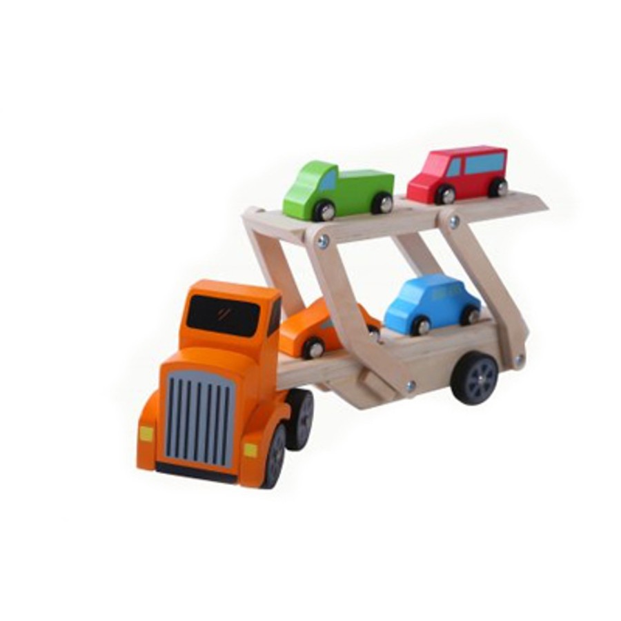 Toys & Play Gerrardo's Cars & Transport | Wooden Trailer With 4 Colorful Cars