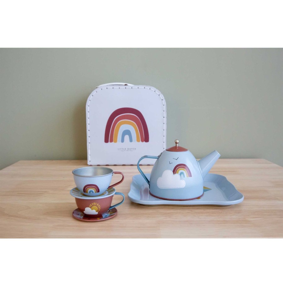 Toys & Play Little Dutch Role Play | Tea Set In Basket Rainbow