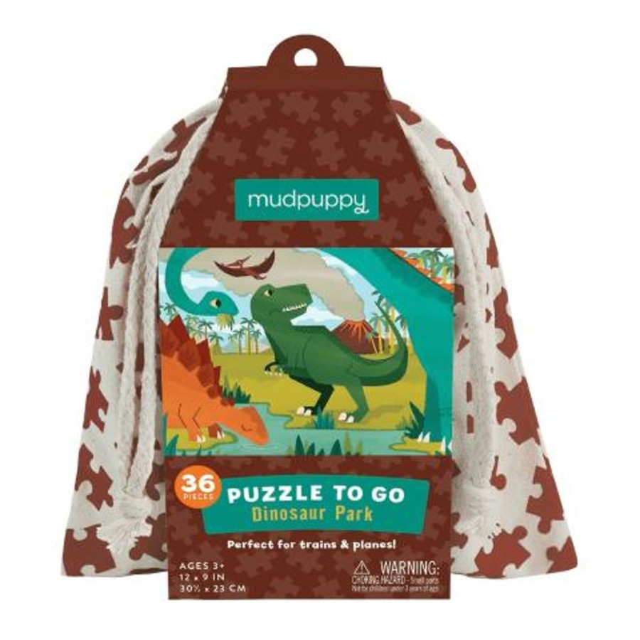 Toys & Play Mudpuppy Puzzles & Games | Dinosaur Park Puzzle To Go In Fabric Travel Bag