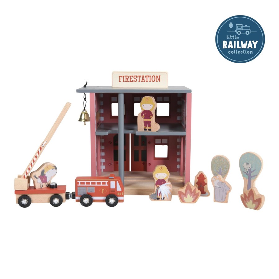 Toys & Play Little Dutch Cars & Transport | Railway Train Extension - Firestation