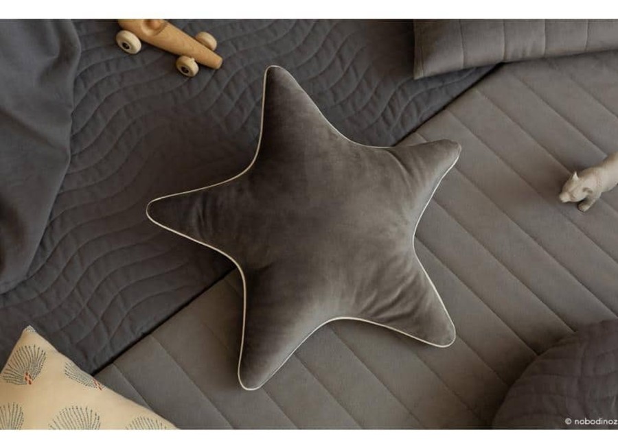 Nursery & Interior Nobodinoz Cushions | Aristote Cushion Velvet Slate Grey