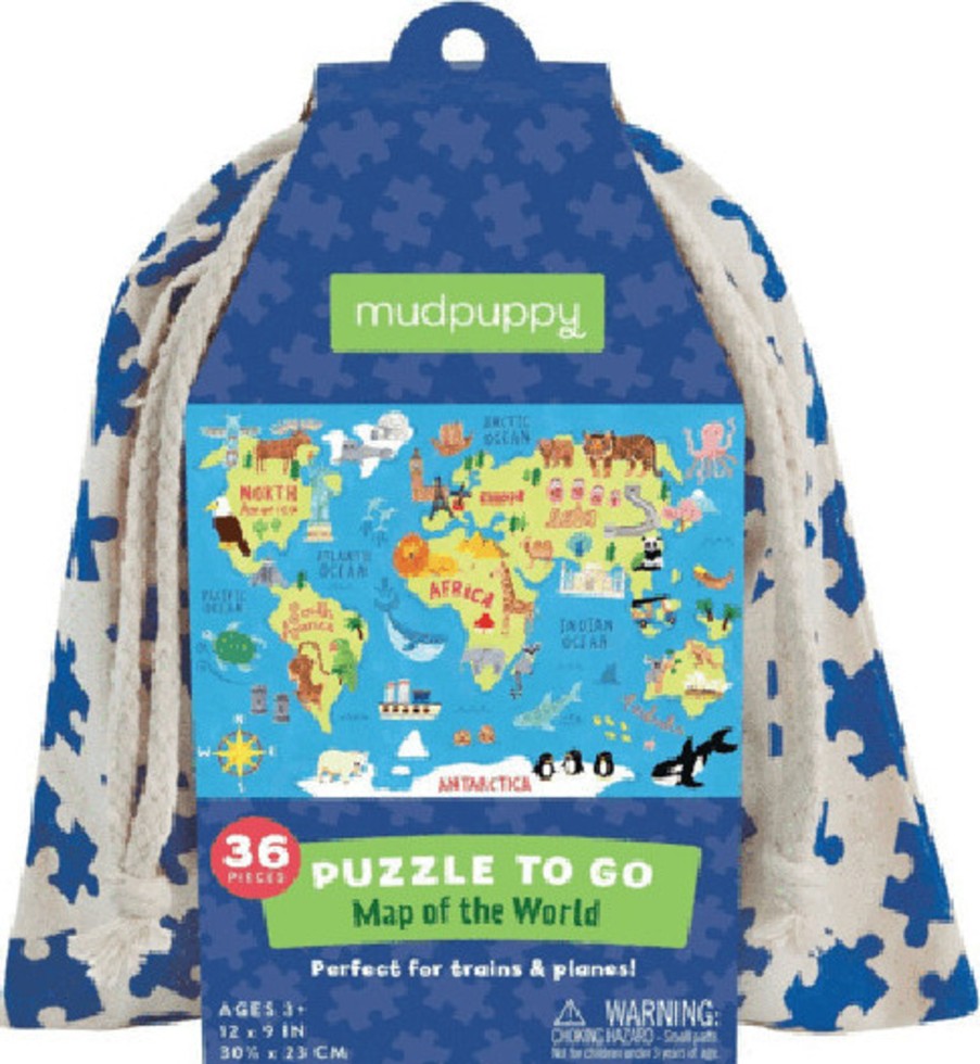 Toys & Play Mudpuppy Puzzles & Games | Map Of The World Puzzle To Go In Fabric Travel Bag